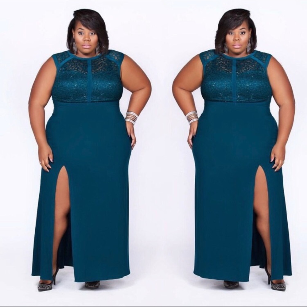 NW woman turquoise floor length dress sz 20w